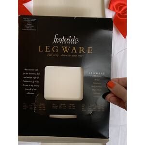 Fredericks of Hollywood Leg Ware/White Opaque Thigh High Red Bow Holiday Pinup